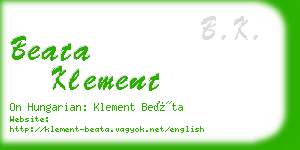 beata klement business card